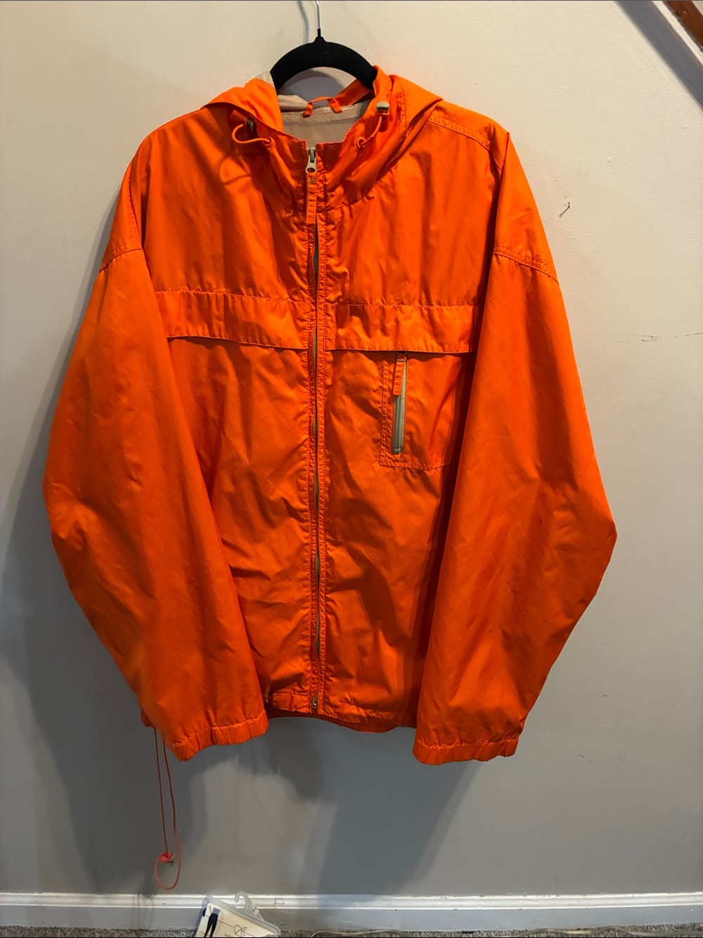 Old Navy Men's Hooded Windbreaker in Bright Orange